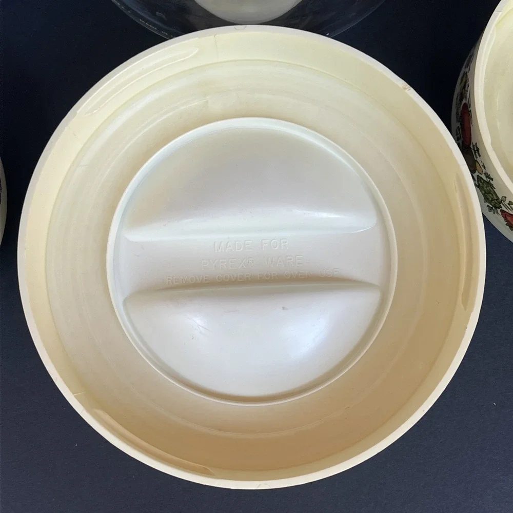 VTG Pyrex Spice O Life Store N See Canister Set of 3 Glass 1970s W/ Seals USA